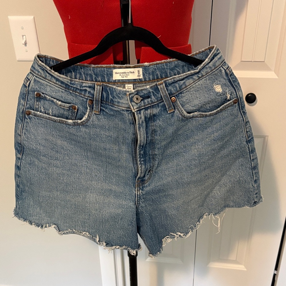 Abercrombie & Fitch Light Blue Distressed Denim Cutoff Shorts